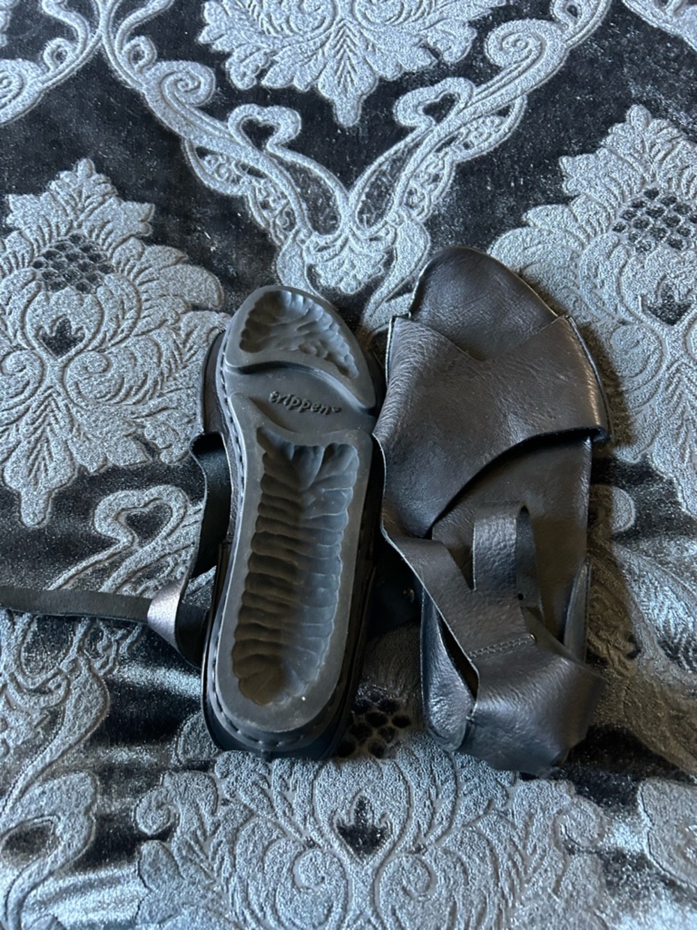 Women's Black Leather Slide Sandals with Crisscross Straps